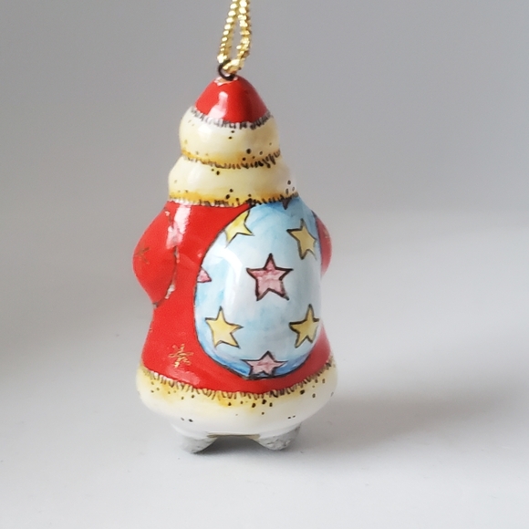 Handpainted Santa Ornament Handmade in Russia Vintage Ceramic Christmas Decor - Picture 4 of 9